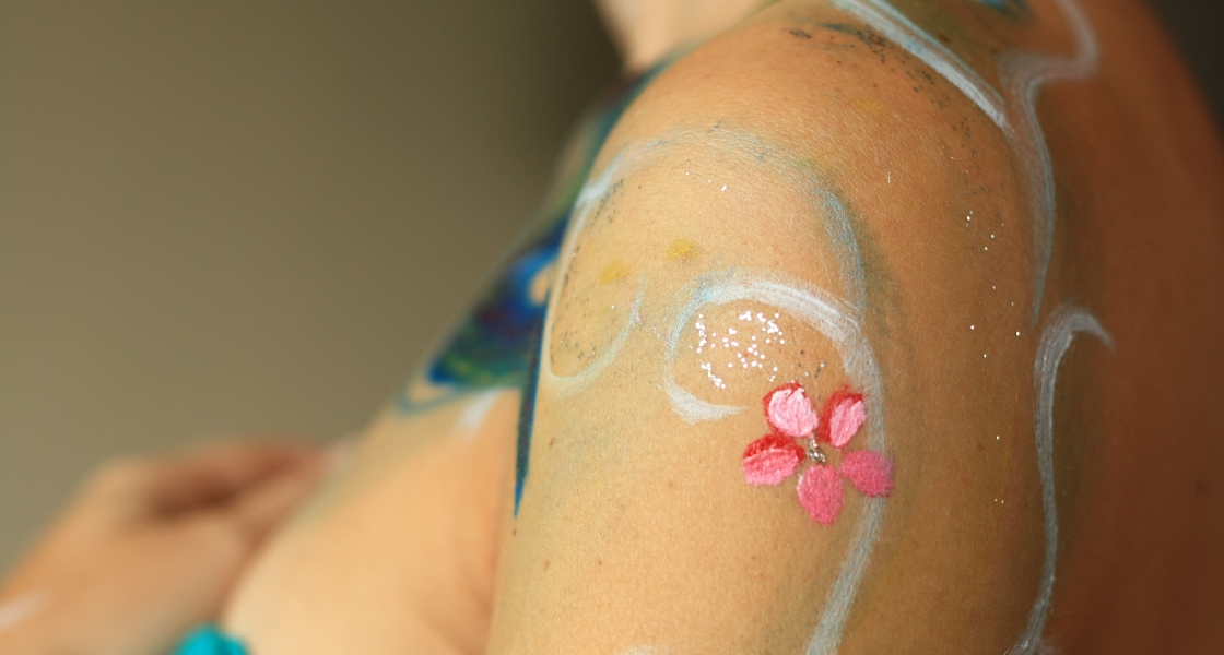 floral body painting on a woman