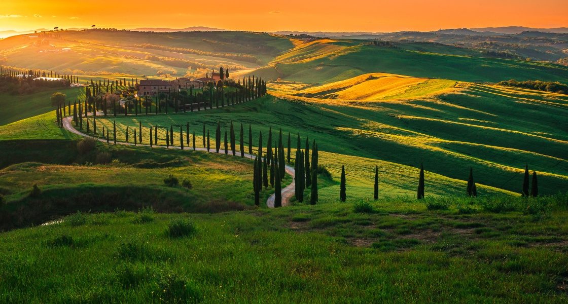 Tuscan hills at dusk